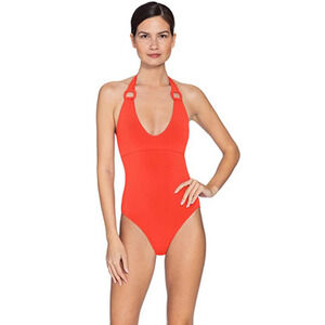 Robin Piccone Kate One Piece Swimsuit Scoop Neck Orange Women's Size 14